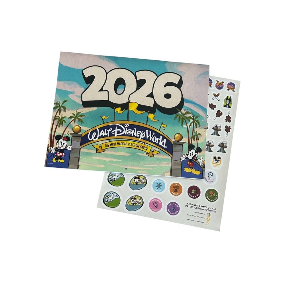 Disney 2026 Desk Calendar With Stickers Set